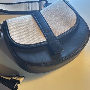 a new day Black and Cream Crossbody Saddle Bag with Strap